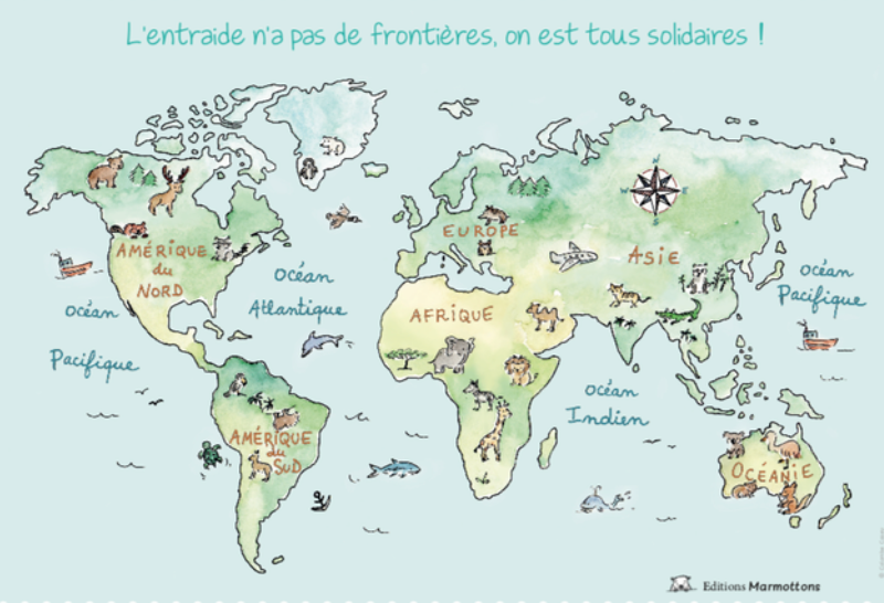 Affiche Sacha carte du monde A3